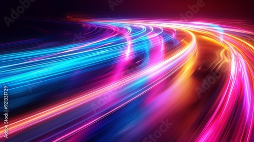 Prismatic Light Trails: Light trails rendered in prismatic colors, creating a dynamic and colorful abstract pattern.