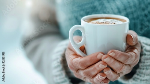 Cozy Hands Holding Warm Cup of Tea in Autumn Afternoon Light