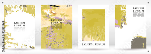 Brush paint Vector Background Templates Set. Hand Drawn Artistic Covers Design. Ideal for Banner, Flyer, Invitation, Business Card.