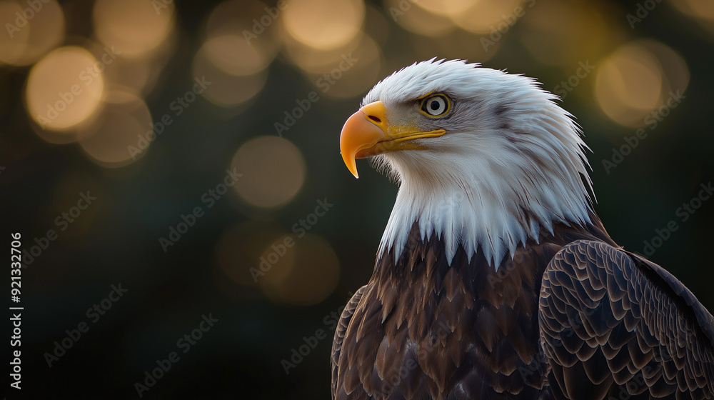 Obraz premium Majestic Eagle with American Flag Overlay Symbolizing Patriotism USA Flag Overlay Celebrating Independence Day