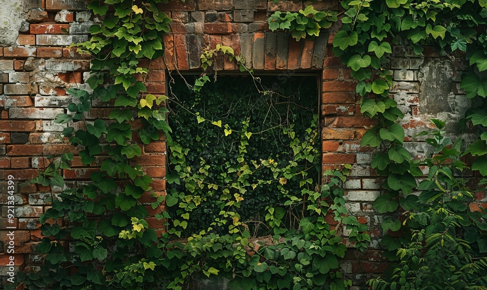 Wild ivy on old bricks: Nature's reclaim, greenery covering forgotten architecture Wild ivy on old bricks: Nature's reclaim, greenery covering forgotten architecture