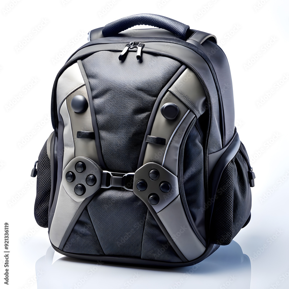 black bag isolated on white, gaming backpack black bag isolated on white, gaming backpack