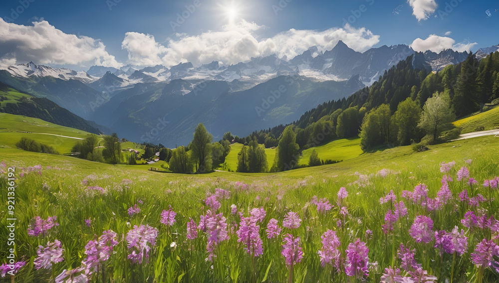 Fototapeta premium White flowers growing in Northern Areas, Generative AI