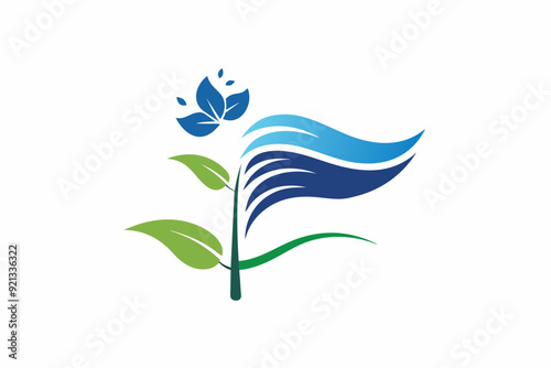 Sapphire flower logo flowy wind vector design illustration on white background