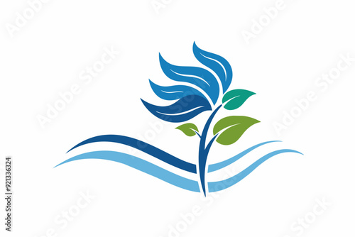 Sapphire flower logo flowy wind vector design illustration on white background