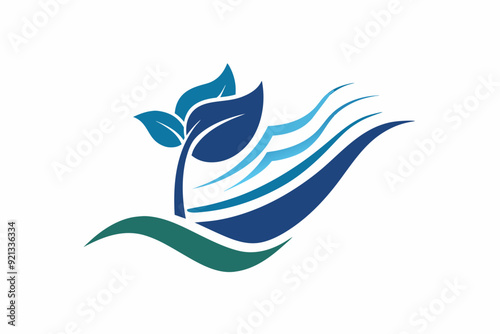 Sapphire flower logo flowy wind vector design illustration on white background