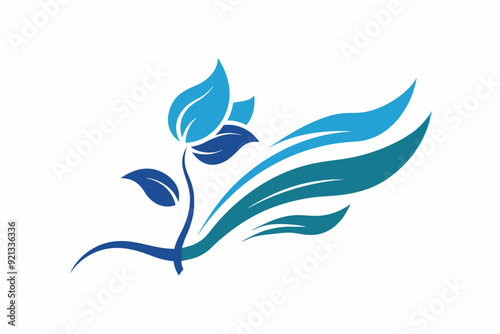 Sapphire flower logo flowy wind vector design illustration on white background