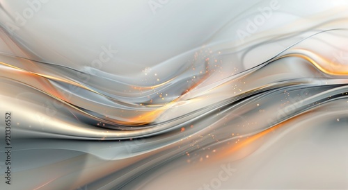 Abstract Swirls of Gray and Orange Colors Creating a Fluid Art Composition
