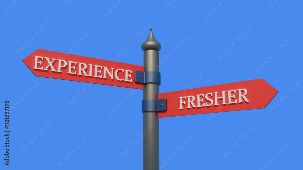 Obraz premium EXPERIENCE vs FRESHER written on a signpost