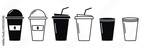 Set of disposable coffee cup icon collection. Different Coffee cup symbol. Vector illustration.