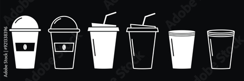 Set of disposable coffee cup icon collection. Different Coffee cup symbol. Vector illustration.