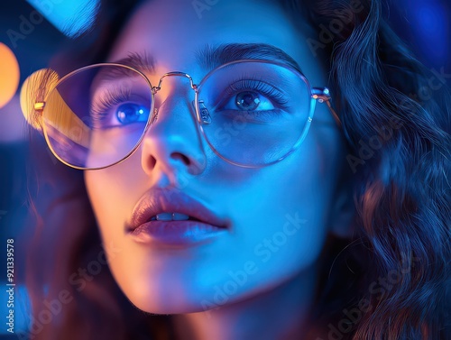 New glasses equipped with lenses that reduce blue light exposure from screens, helping to minimize eye strain.