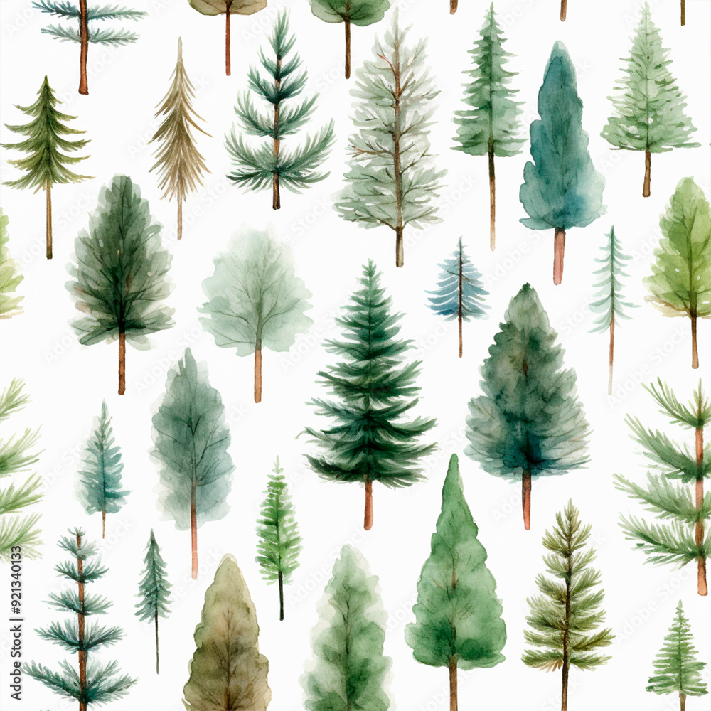 Obraz premium seamless watercolor christmas tree branches