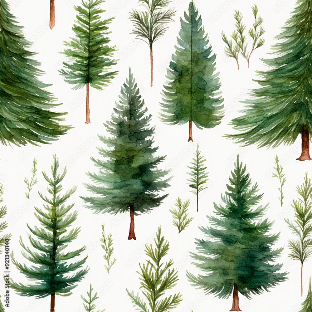 Fototapeta premium seamless watercolor tree branches