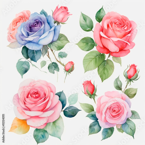 watercolor pattern with roses