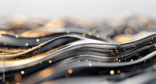 Flowing Black Waves With Golden Accents Under Soft Light