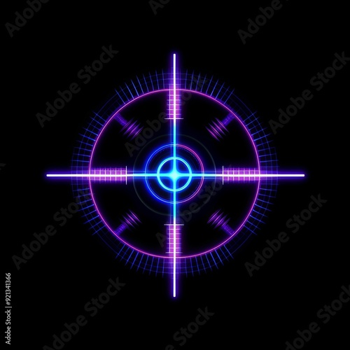 Colorful neon targeting reticle against a black background photo