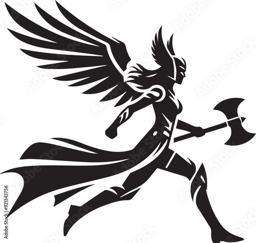 Valkyrie vector silhoutte illustration logo art