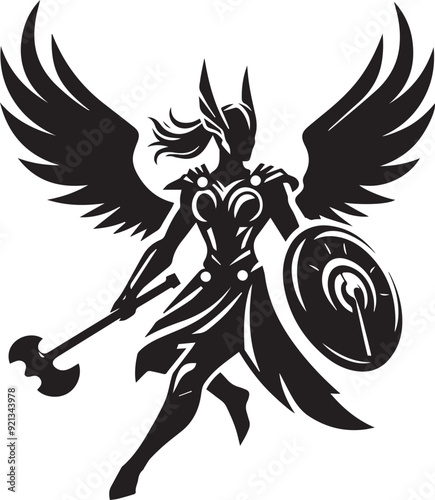 Valkyrie vector silhoutte illustration logo