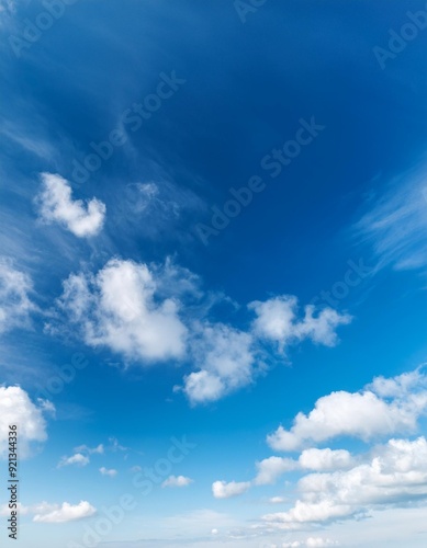 Blue Sky with Clouds-A clear, blue sky with soft clouds, offering plenty of space for text overlays, inspirational quotes, or product placement in an airy, open setting