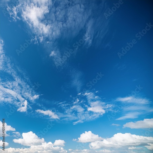 Blue Sky with Clouds-A clear, blue sky with soft clouds, offering plenty of space for text overlays, inspirational quotes, or product placement in an airy, open setting