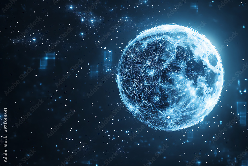 Abstract digital background featuring a moon, with a focus on its luminous and celestial qualities. Abstract digital background featuring a moon, with a focus on its luminous and celestial qualities.