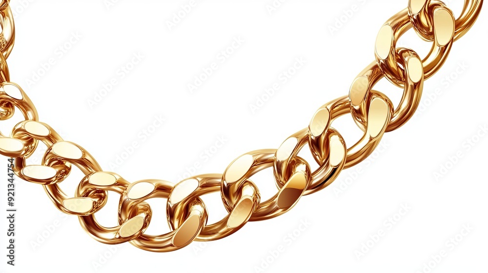 A gold necklace chain isolated on a white background, depicted in vector format A gold necklace chain isolated on a white background, depicted in vector format