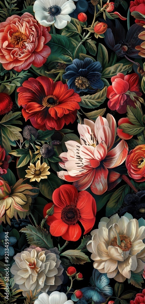 custom made wallpaper toronto digitalA vibrant collection of flowers colorfully arranged against a contrasting dark background