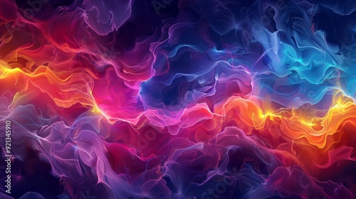 Neon Chromatic Currents: Currents visualized with neon chromatic colors, creating a dynamic and vibrant abstract pattern.