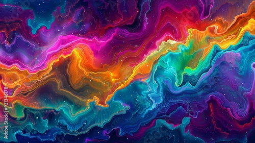 Neon Chromatic Currents: Currents visualized with neon chromatic colors, creating a dynamic and vibrant abstract pattern.