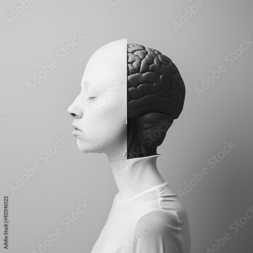 Conceptual image of woman's brain trauma
