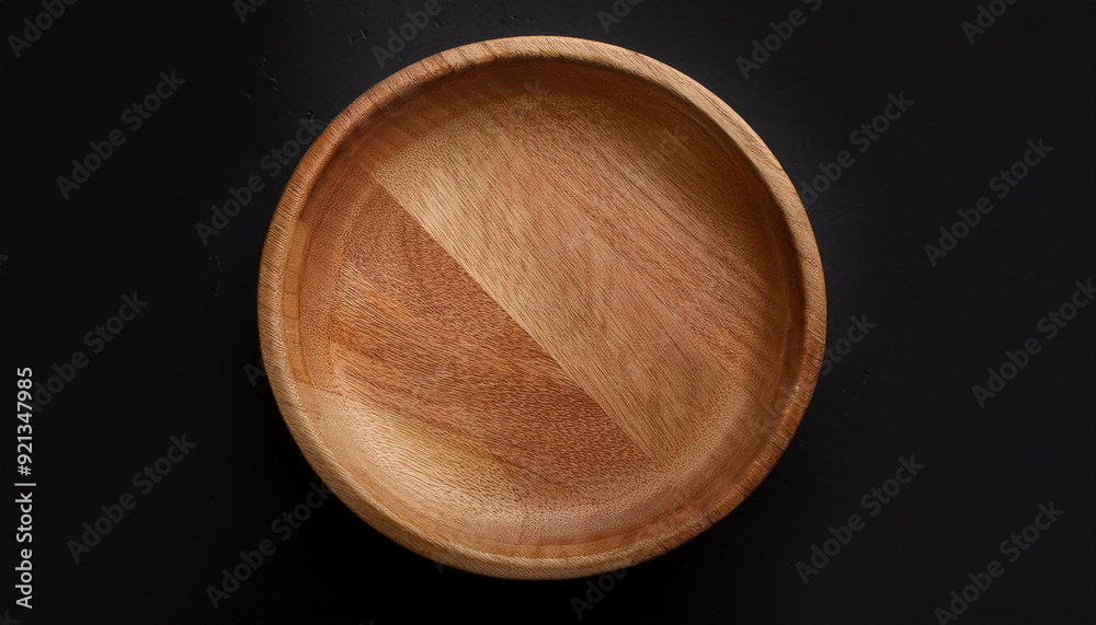 Handcrafted round wooden plate. Empty plate for food. Mock-up. Close-up. Top view Handcrafted round wooden plate. Empty plate for food. Mock-up. Close-up. Top view