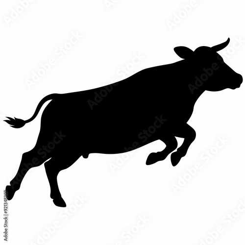 cow jumping silhouette vector, A Cow is jumping vector silhouette