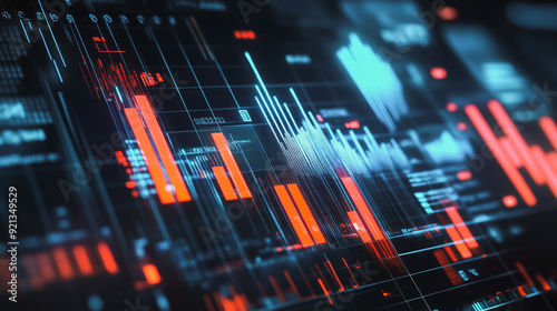 Abstract white background with pastel colorful charts and graphs with statistics to analyze business potential and forecast future development of companies growth.