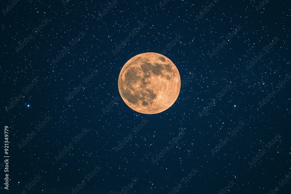 Full moon shining brightly amidst a sky filled with stars, Luminous glow of a full moon against a starry sky Full moon shining brightly amidst a sky filled with stars, Luminous glow of a full moon against a starry sky