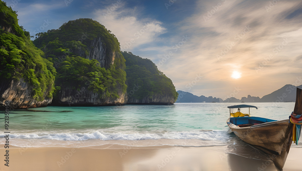 Obraz premium Limestone karst in Andaman sea, Koh Poda, Generative AI