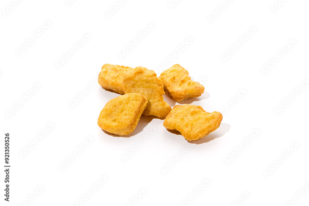 Golden Crispy Chicken Nuggets on White Background – Stock Photo for Culinary and Food Projects Golden Crispy Chicken Nuggets on White Background – Stock Photo for Culinary and Food Projects
