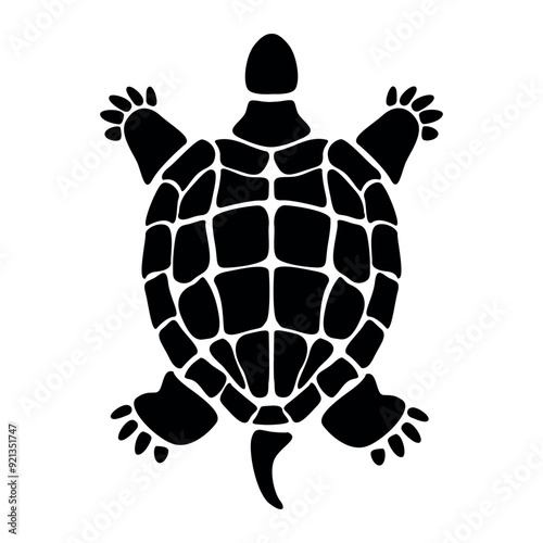 Siliconized turtle, top view. Minimalistic sticker. Vector illustration photo