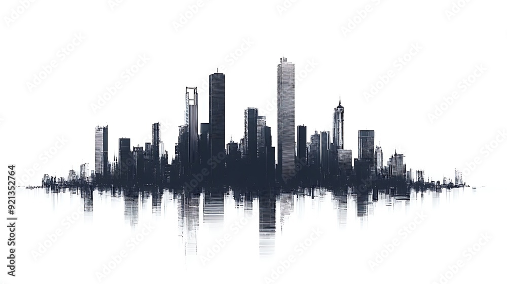 Fototapeta premium white background hi-tech city silhouette 2D