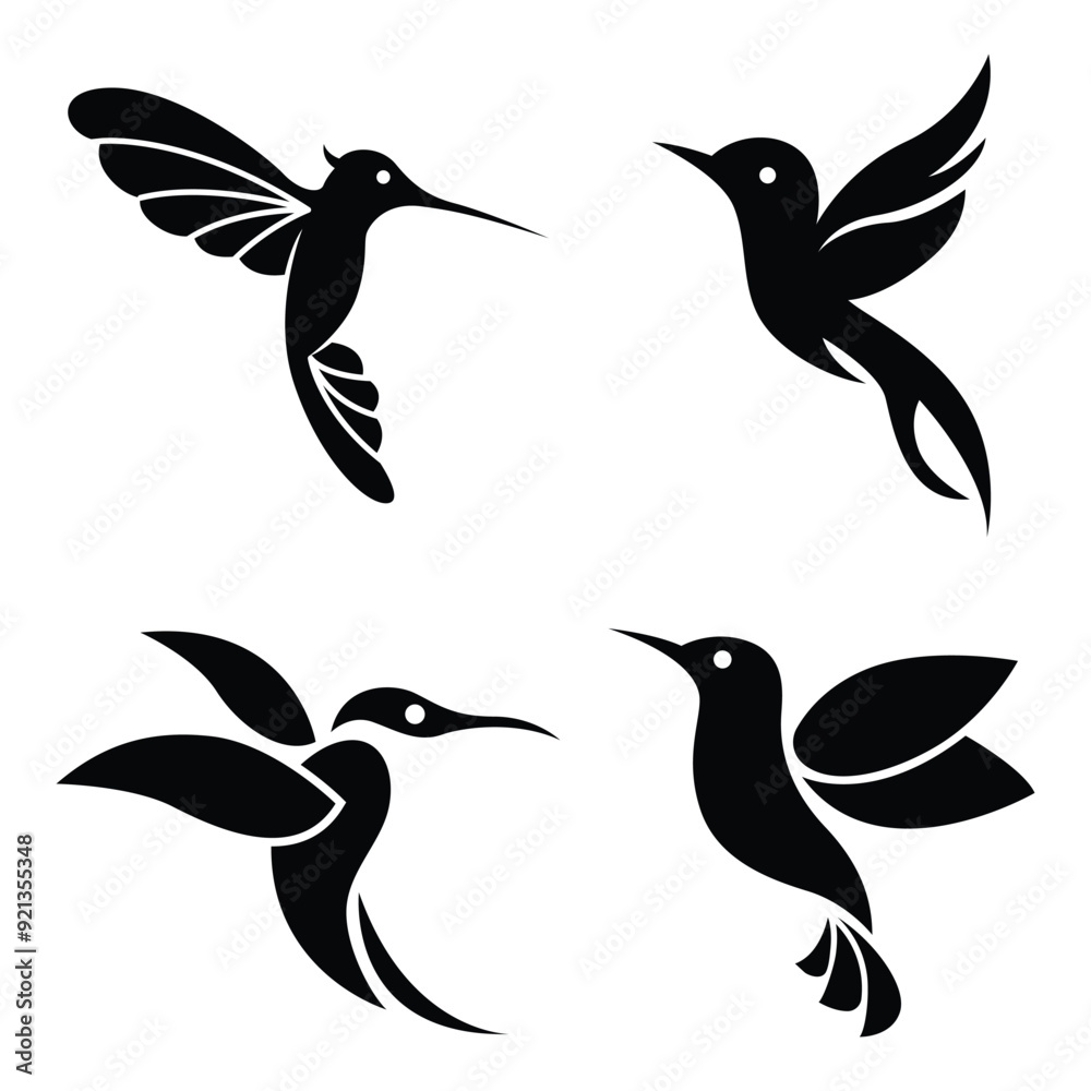 Fototapeta premium Collection of different flying bird logos. Vector illustration