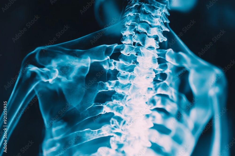 A close-up X-ray image of the human spine, highlighting the intricate ...