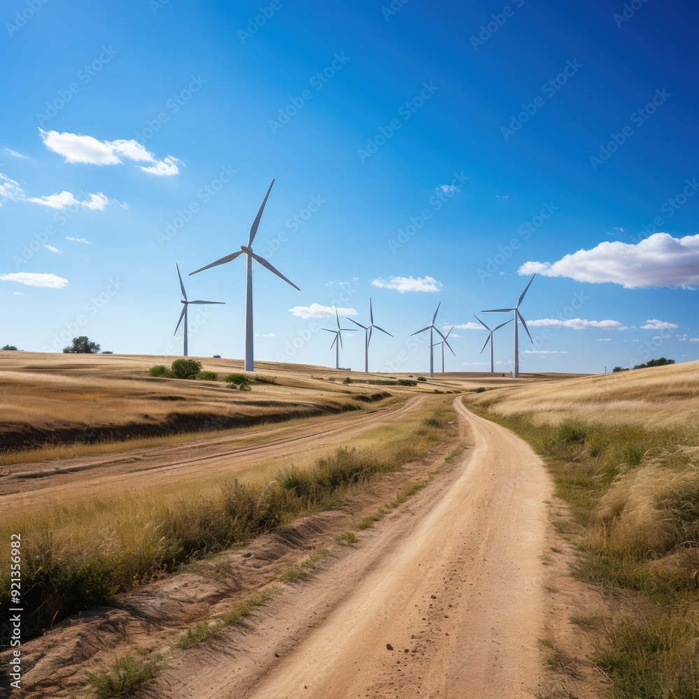 clean energy wind farm against a bright blue sky clean energy wind farm against a bright blue sky