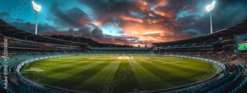 Obraz na płótnie Cricket Stadium Under Dramatic Sky w salonie