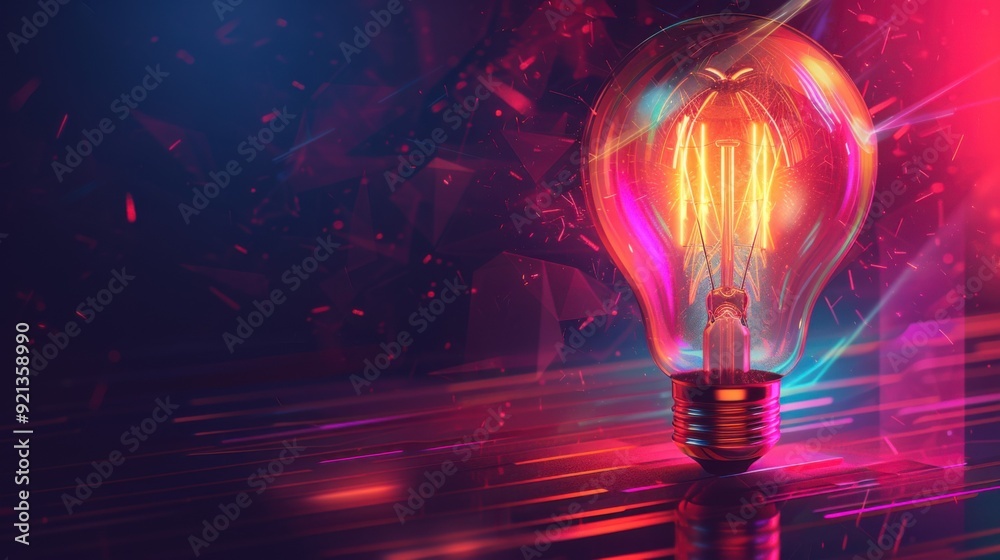 light bulb with glowing lines on dark background, concept of innovation and idea in technology business. light bulb with glowing lines on dark background, concept of innovation and idea in technology business.