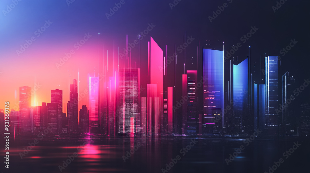 Smart digital city with connection network that is at the cutting edge of innovation in technology and business with bright, modern skyscrapers. Backgrounds for technology and charts and graphs Smart digital city with connection network that is at the cutting edge of innovation in technology and business with bright, modern skyscrapers. Backgrounds for technology and charts and graphs