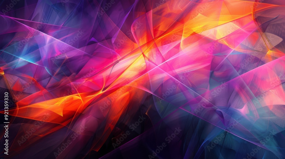 Neon Geometric Flows: Flows of geometric shapes in neon colors, creating a dynamic and vibrant abstract scene. Neon Geometric Flows: Flows of geometric shapes in neon colors, creating a dynamic and vibrant abstract scene.