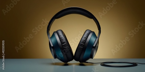 Minimalistic headphones isolated against a two-tone background, emphasizing simplicity and modernity. Ideal for clean and sophisticated audio product advertisements.