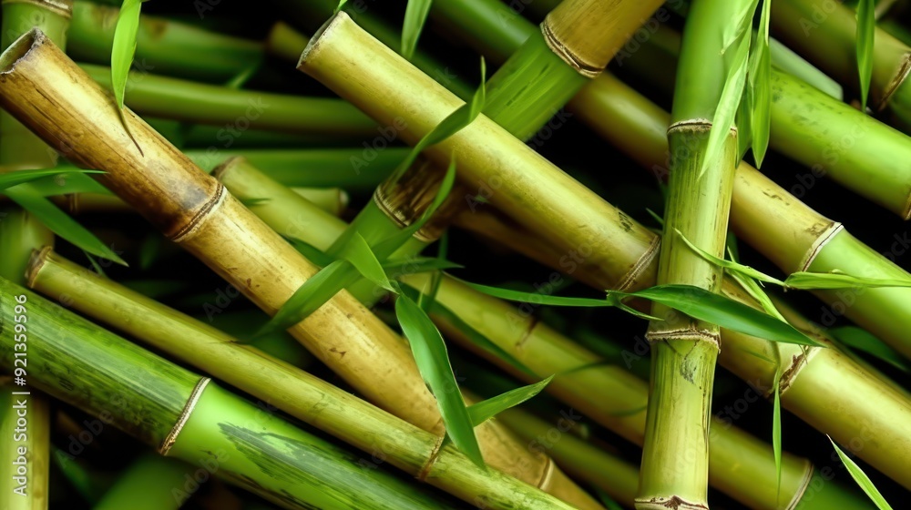Fototapeta premium Close-Up of Lush Green Bamboo Stalks