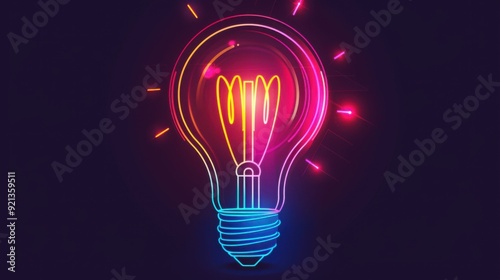 light bulb with glowing lines on dark background, concept of innovation and idea in technology business.