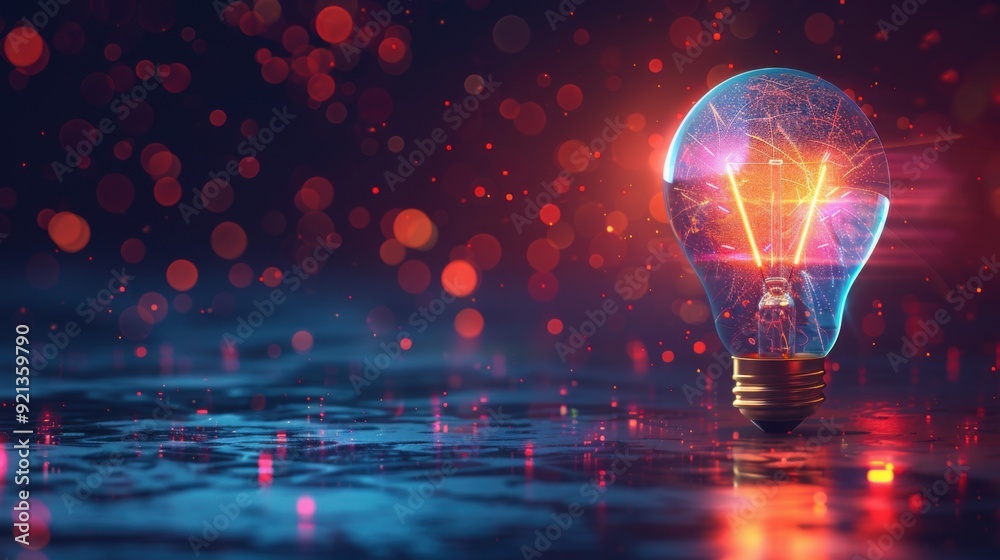 light bulb with glowing lines on dark background, concept of innovation and idea in technology business. light bulb with glowing lines on dark background, concept of innovation and idea in technology business.